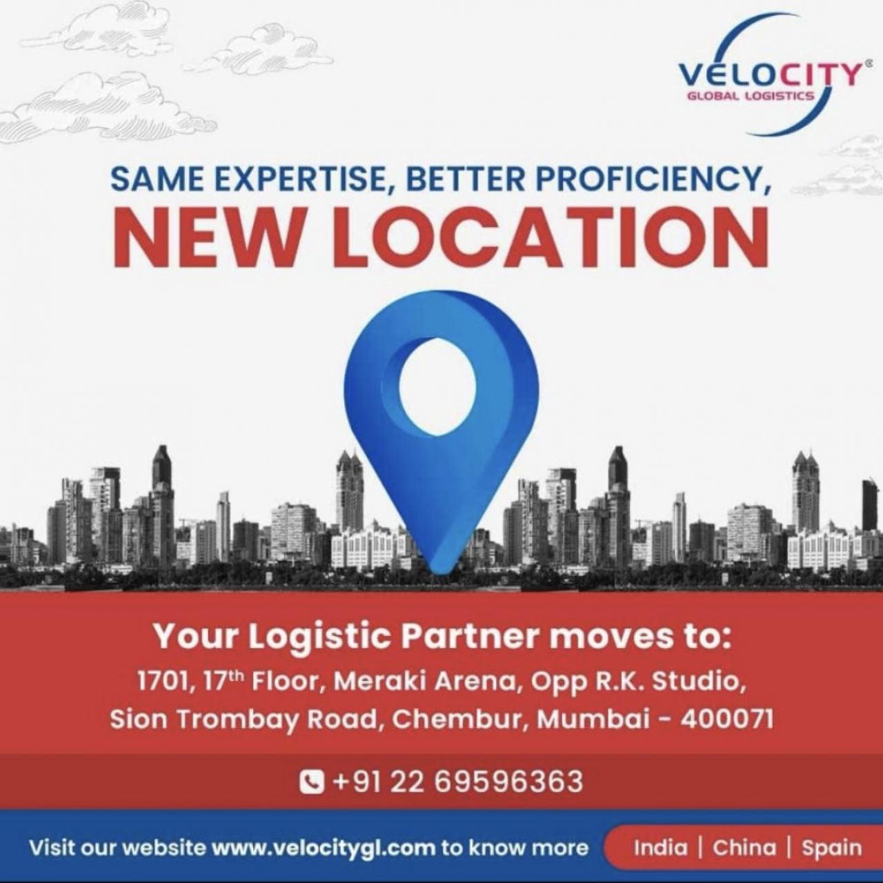 Velocity Global Logistics Pvt. Ltd. changes the office address